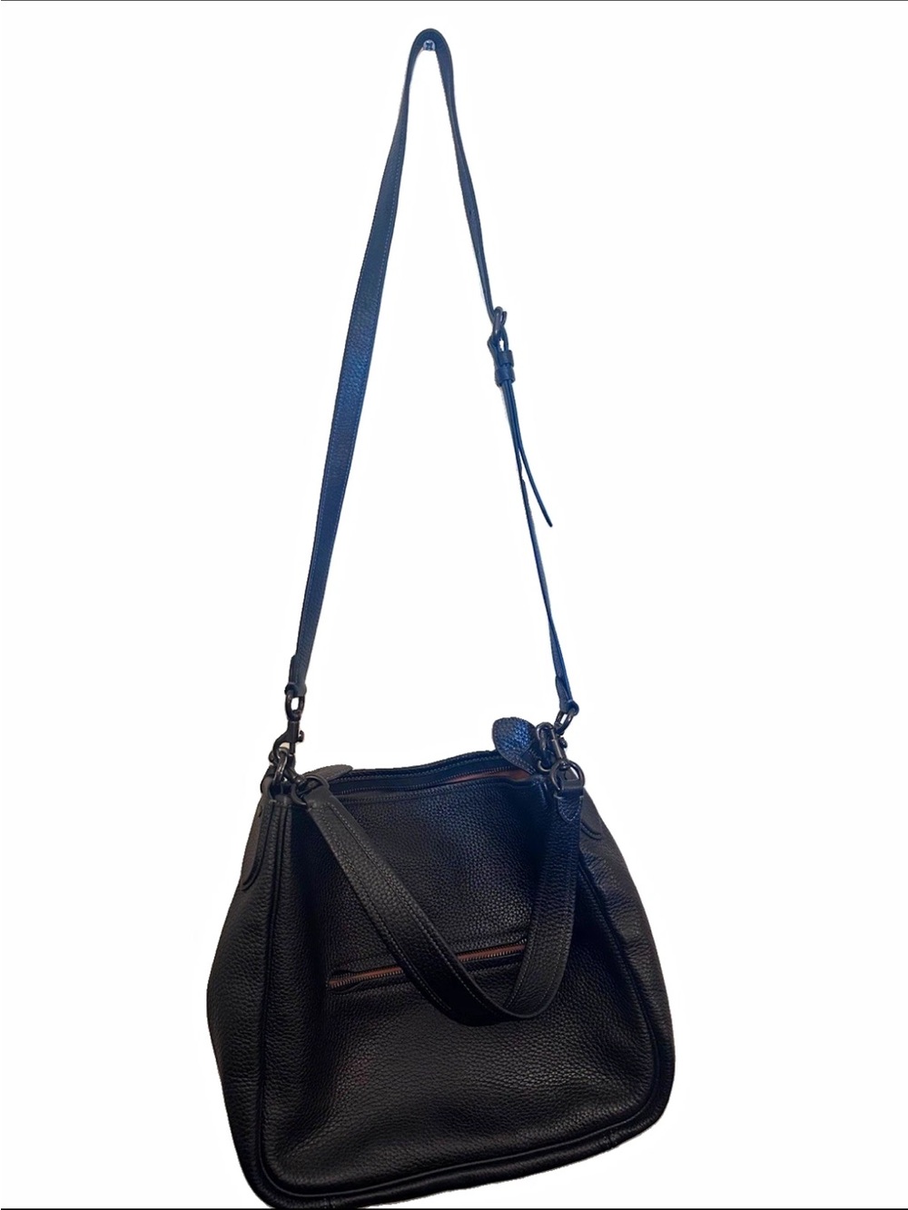Coach Black Pebbled Leather Shoulder Bag Detachable Strap